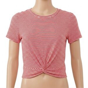 Red Striped Knot Front Top